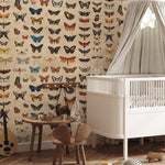 Vintage butterfly peel and stick wallpaper, wallpaper, small animal wallpaper, botanical animal wallpaper, removable wallpaper - E103 A