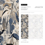 Heron Wallpaper, Peel and Stick Heron Wallpaper, Peel and Stick Wallpaper, Removable Botanical Wallpaper, Pink Crane Wallpaper - E104 A