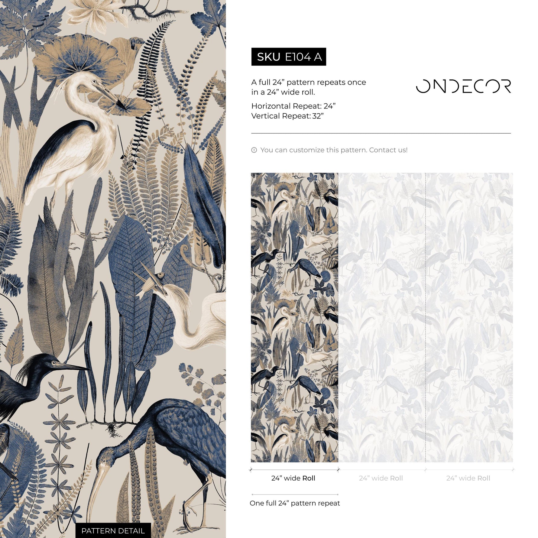 Heron Wallpaper, Peel and Stick Heron Wallpaper, Peel and Stick Wallpaper, Removable Botanical Wallpaper, Pink Crane Wallpaper - E104 A