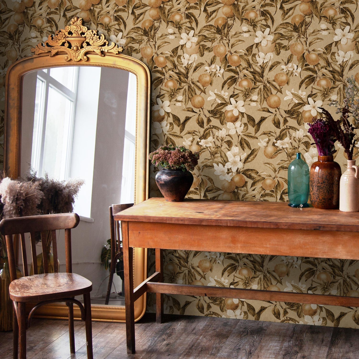 Orange tree wallpaper, Oranges, Fruit wallpaper, Orange blossom wall mural - E105