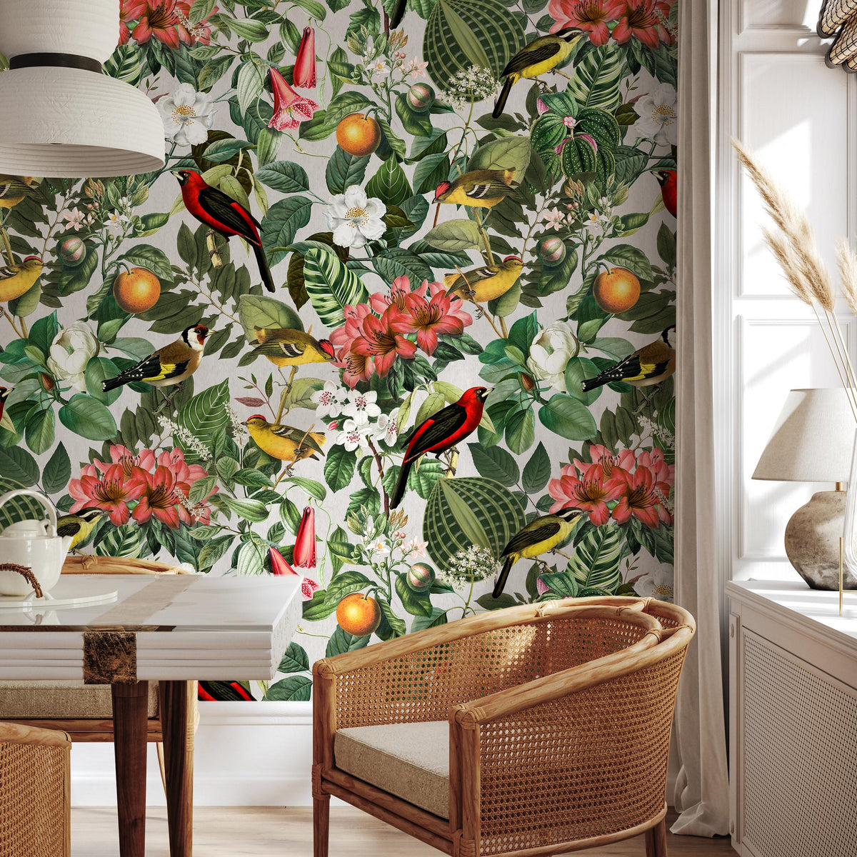 Botanical Removable Wallpaper, Nature Colors Wall Mural - E107 B
