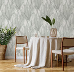 Light Sage Green Palm Leaves Wallpaper, Subtle Design Palm Leaf Wallpaper, Botanical Peel and Stick or Traditional material - E029