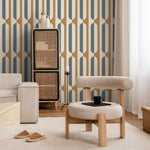 Abstract retro wallpaper, removable wall decal with retro round style, colorful background - Peel and stick - E038