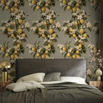 Vintage lemon tree wallpaper, citrus wallpaper, fruit kitchen wallpaper, Italian-inspired home decor - LEMON - E059 A