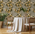 Vintage lemon tree wallpaper, citrus wallpaper, fruit kitchen wallpaper, Italian-inspired home decor - LEMON - E059 A