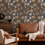 Koi fish wallpaper, Vintage marine wall mural, Japanese waves, Japanese fish - E064