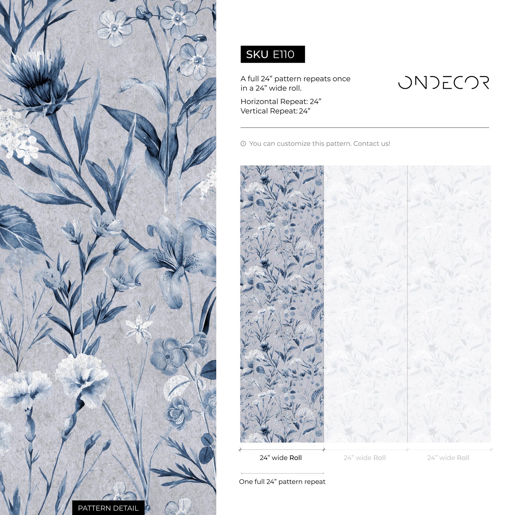 Floral wallpaper, botanical landscape wall mural, removable wallpaper, greenery, self-adhesive wallpaper, reusable, plant wall decor - E110