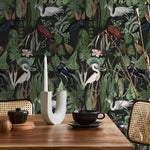 Heron Wallpaper, Peel and Stick Heron Wallpaper, Peel and Stick Wallpaper, Removable Botanical Wallpaper, Wallpaper - E114 A