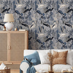 Heron Wallpaper, Peel and Stick Heron Wallpaper, Peel and Stick Wallpaper, Removable Botanical Wallpaper, Wallpaper - E115