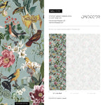 Bird Wallpaper Traditional Wallpaper Removable Peel and Stick Wallpaper, Self Adhesive, Renter Friendly, Feminine Green Wallpaper - E119