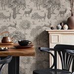 Retro Vintage French Toile de Jouy Wallpaper, Print Wall Decor - E122 B