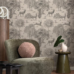 Retro Vintage French Toile de Jouy Wallpaper, Print Wall Decor - E122 B