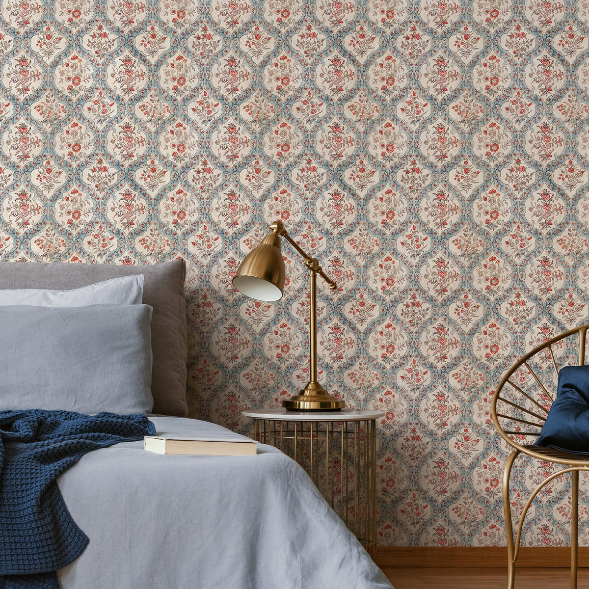 Vintage damask wallpaper, Victorian home decor for aesthetic room decor - E124