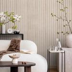 Contemporary beige and off-white striped upholstery fabric - E126