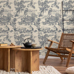Retro Vintage French Toile de Jouy Wallpaper, Print Wall Decor - E120 D