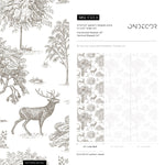 Retro Vintage French Toile de Jouy Wallpaper, Print Wall Decor - E123 A