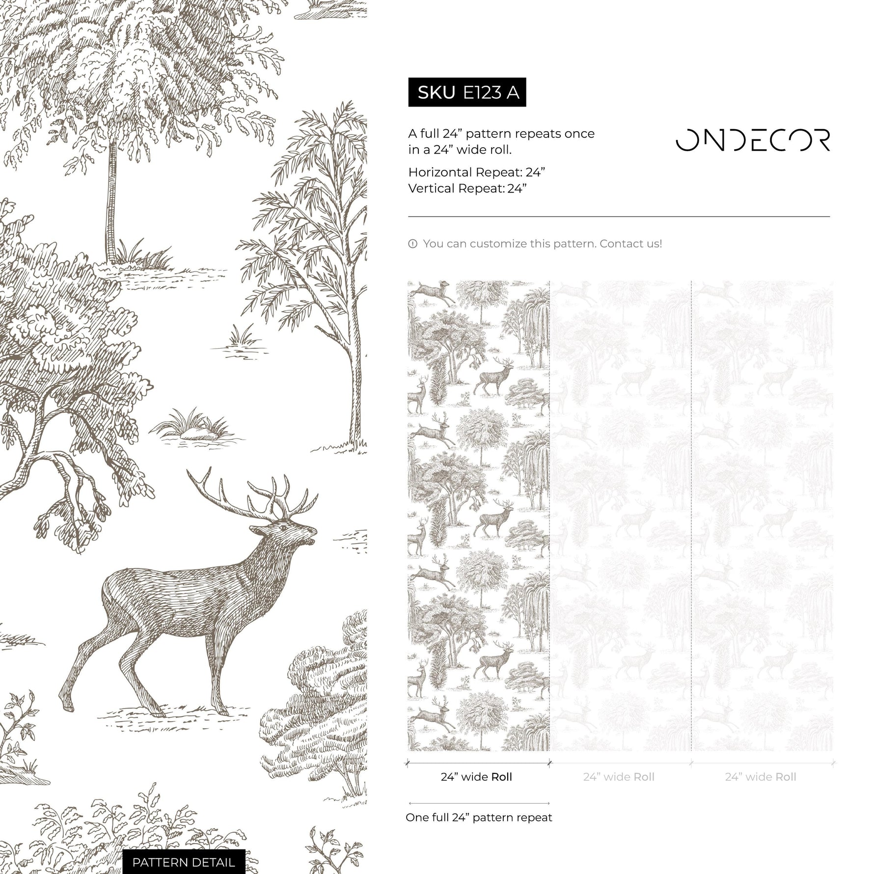 Retro Vintage French Toile de Jouy Wallpaper, Print Wall Decor - E123 A