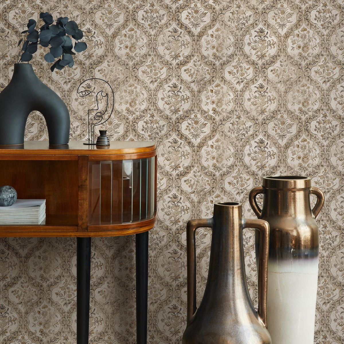 Vintage damask wallpaper, Victorian home decor for aesthetic room decor - E125 B