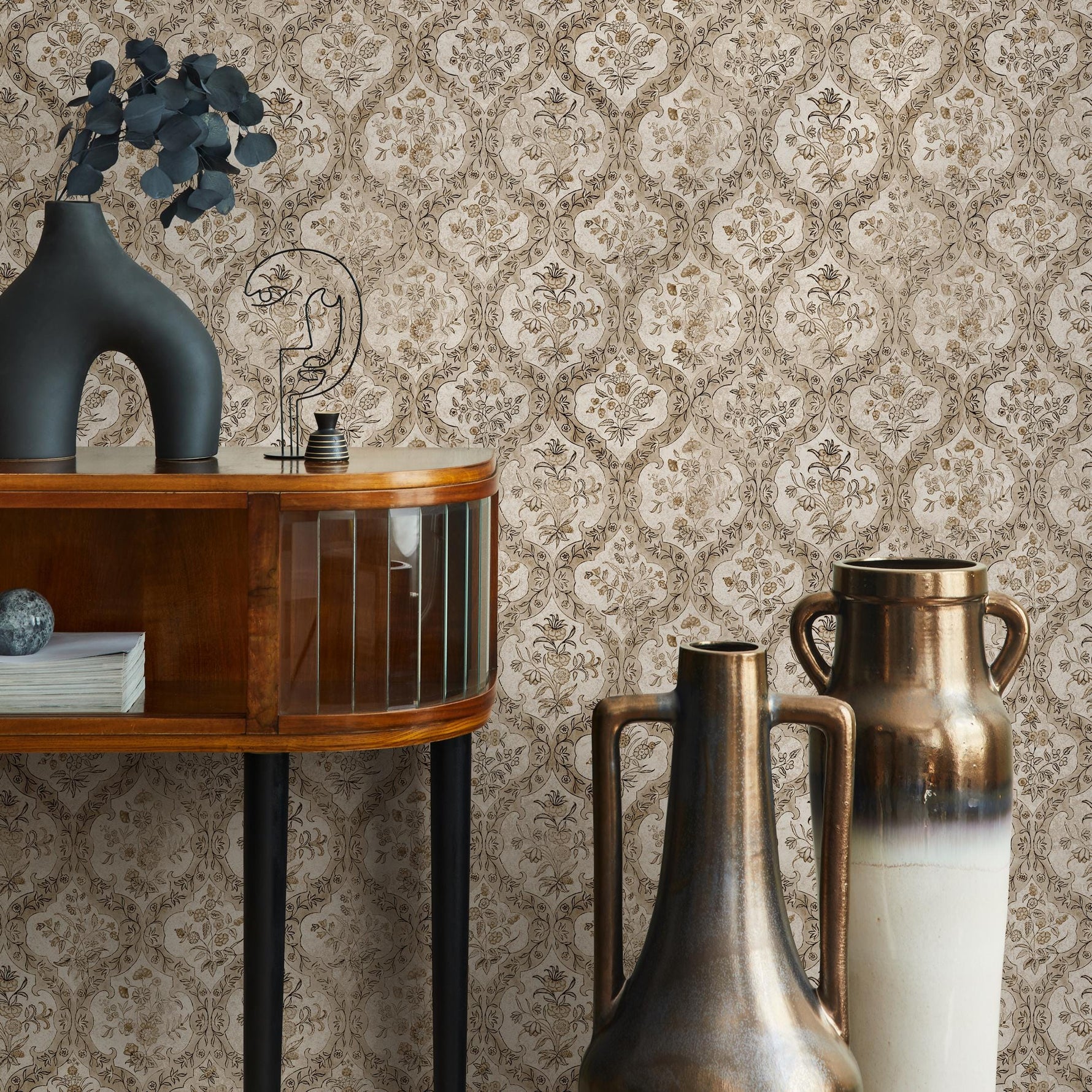 Vintage damask wallpaper, Victorian home decor for aesthetic room decor - E125 B