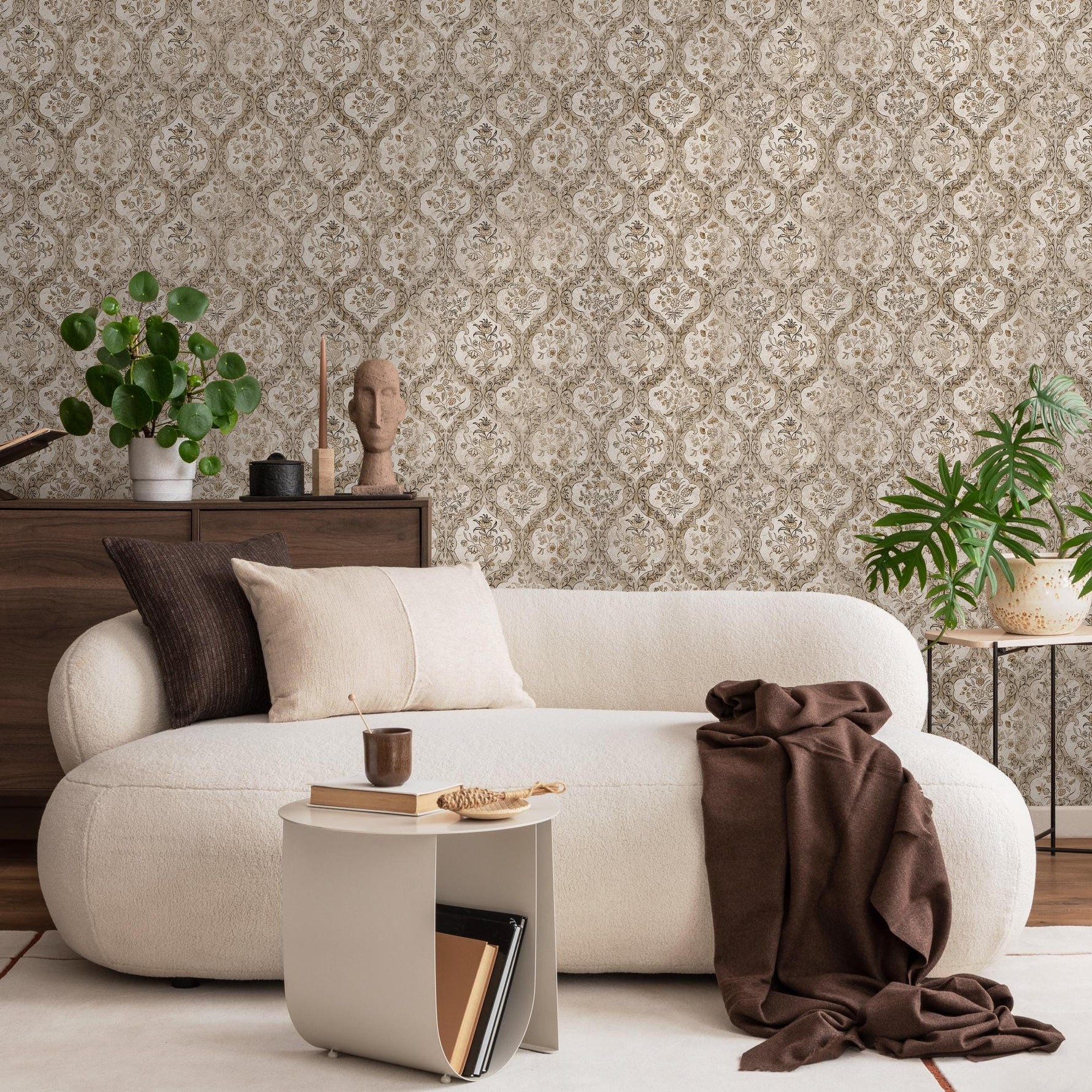 Vintage damask wallpaper, Victorian home decor for aesthetic room decor - E125 B