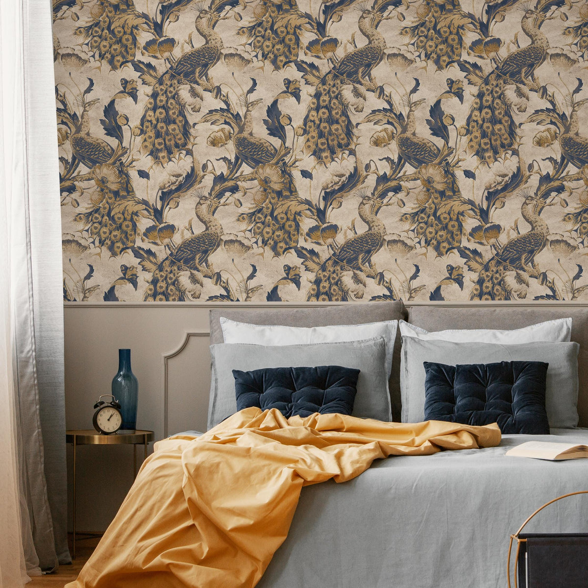 Floral Wallpaper Peacock Wallpaper Peel and Stick and Traditional Wallpaper - E128 A
