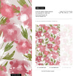 Modern Romantic Floral Wallpaper - Watercolor Pink & Green