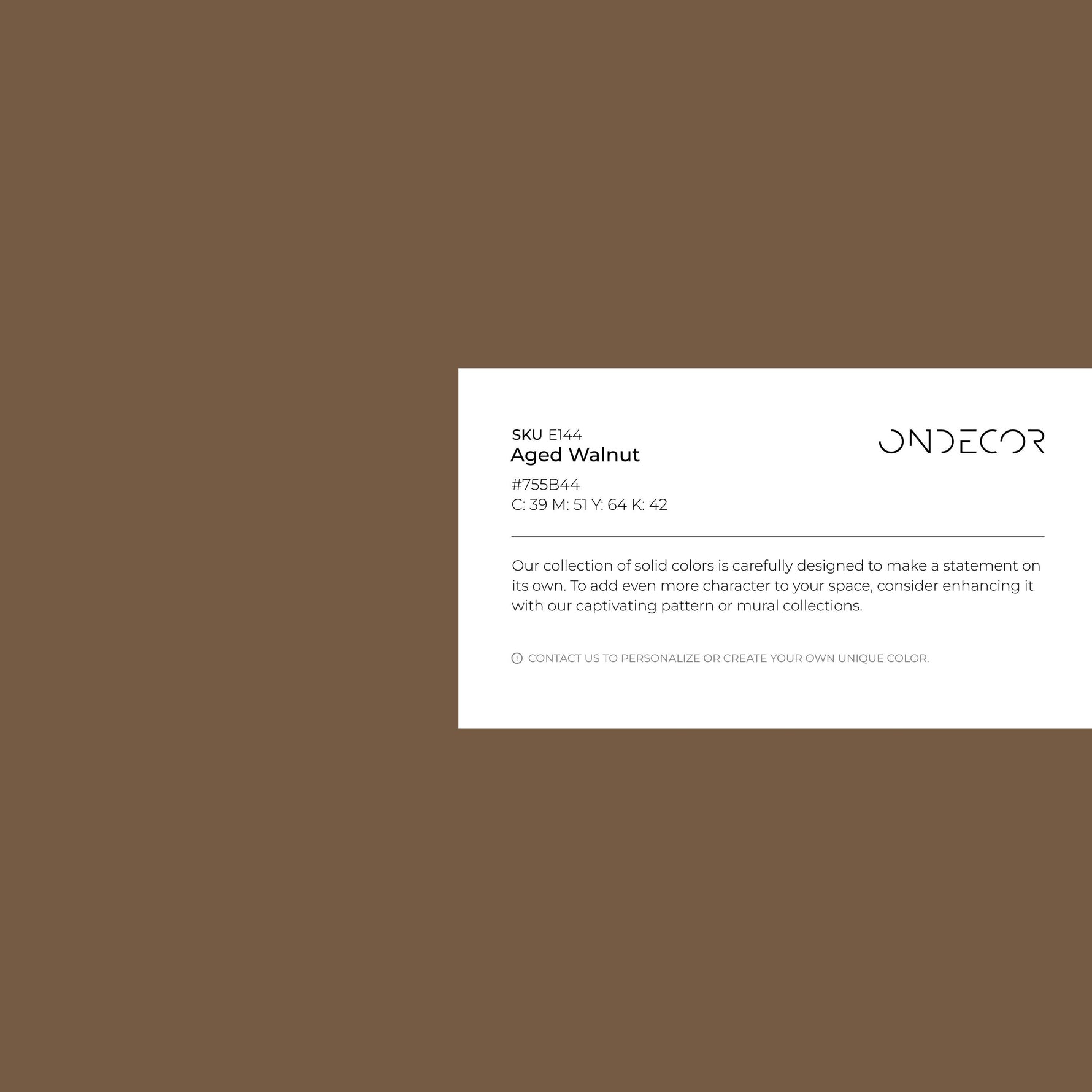 Aged Walnut Wallpaper / Solid Color, a Modern Rustic Wall Mural in a Deep Earthy Brown - E144