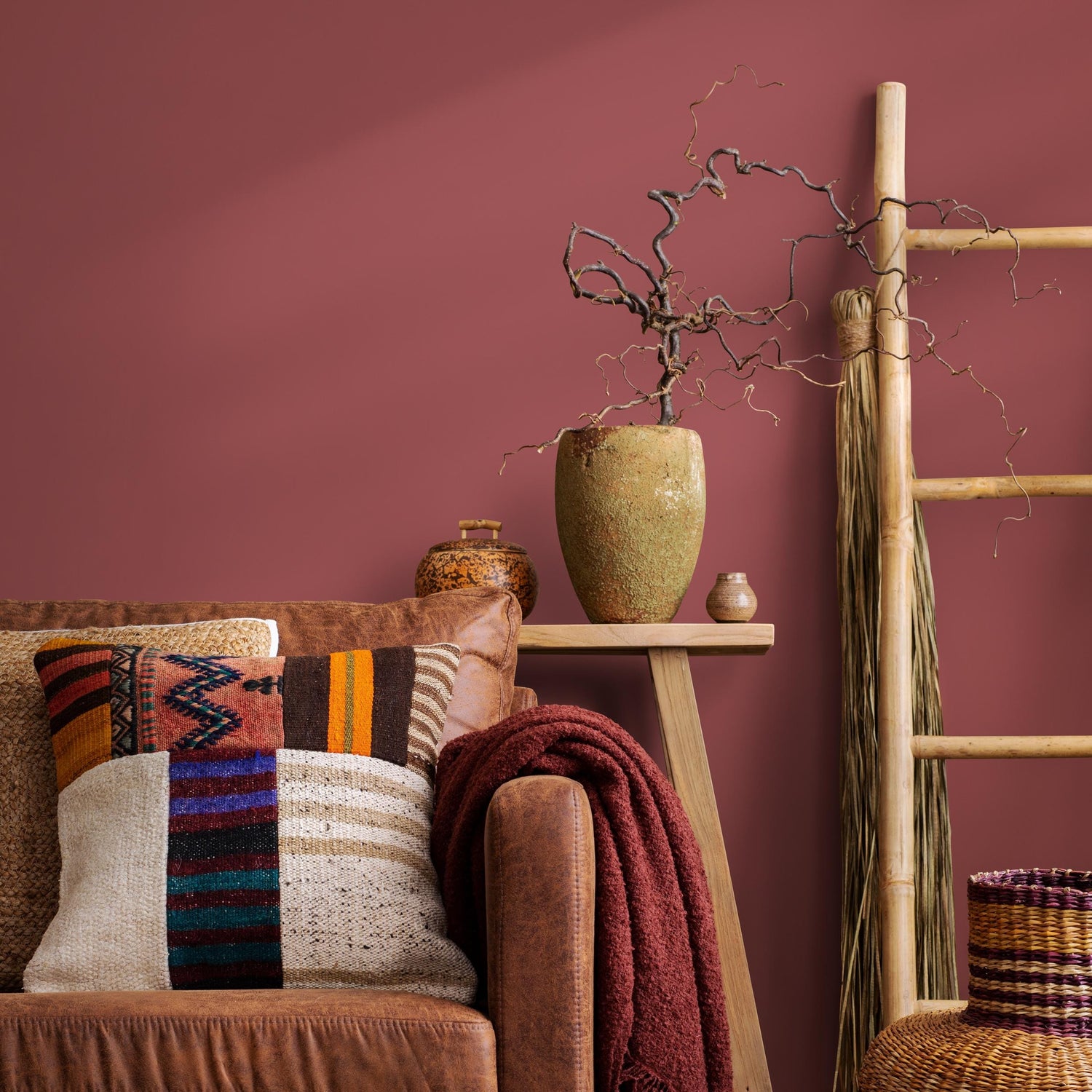 Terracotta Rose Wallpaper / Solid Color - Removable Wallpaper for a Modern Boho Accent Wall in a Rustic Blush and Earthy Clay Hue - E150