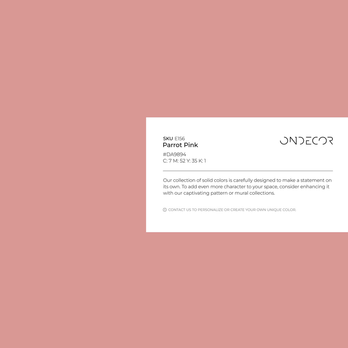 Parrot Pink Wallpaper / Solid Color / A Modern Wall Mural in a Dusty Rose Pink Tone - E156