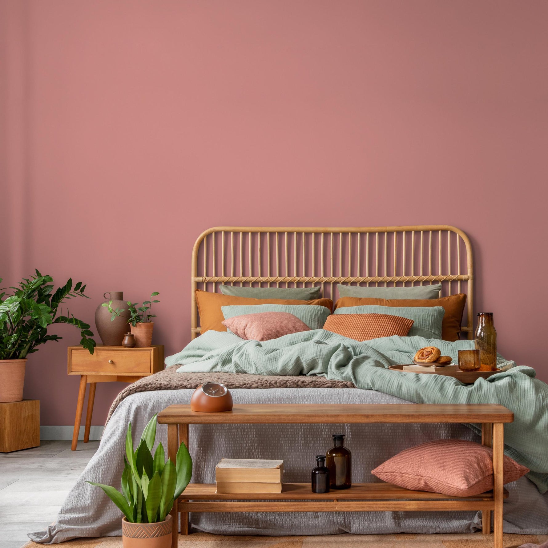 Parrot Pink Wallpaper / Solid Color / A Modern Wall Mural in a Dusty Rose Pink Tone - E156
