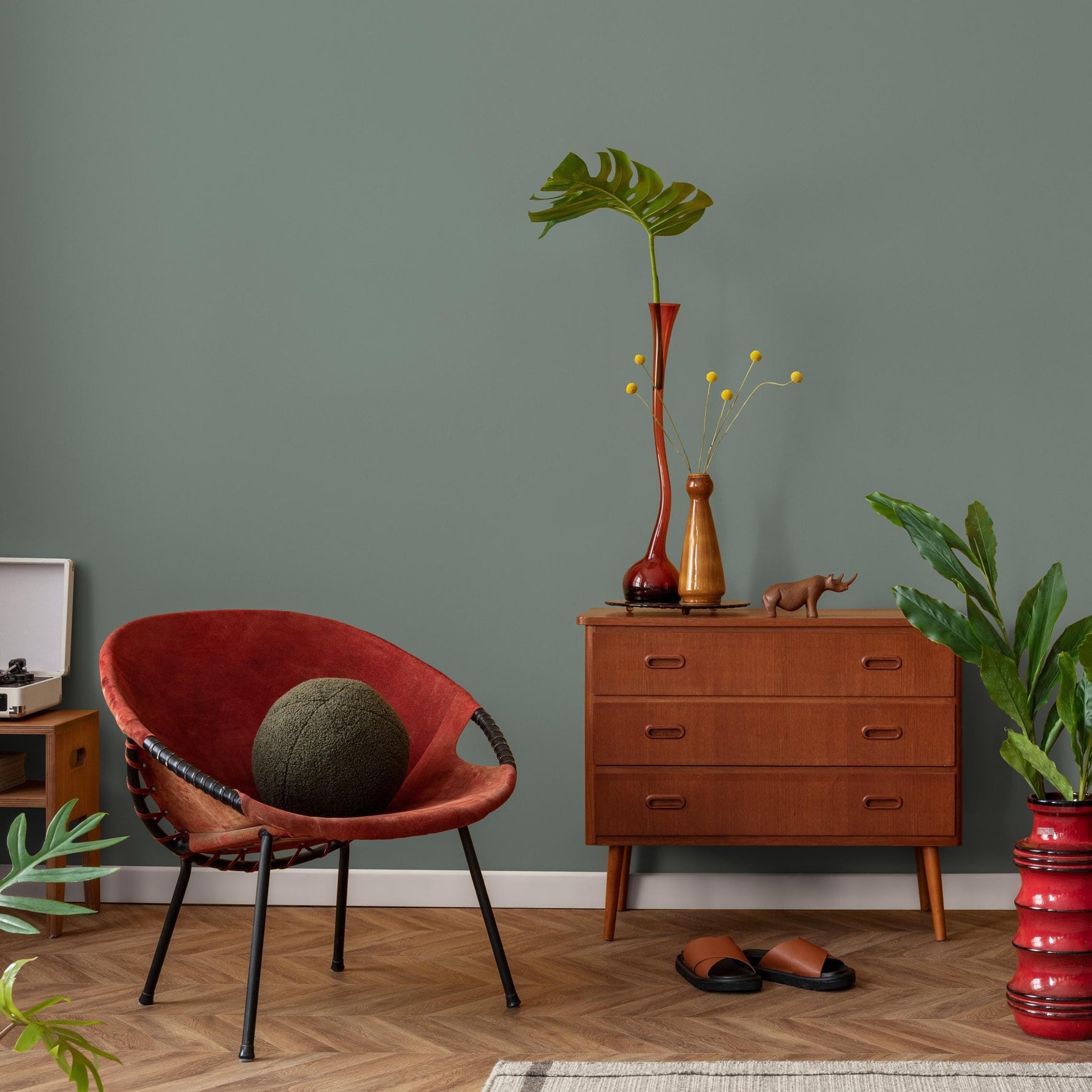 Sage Stone Wallpaper / Solid Color - Modern Minimalist Accent Wall in Muted Sage Green - E190