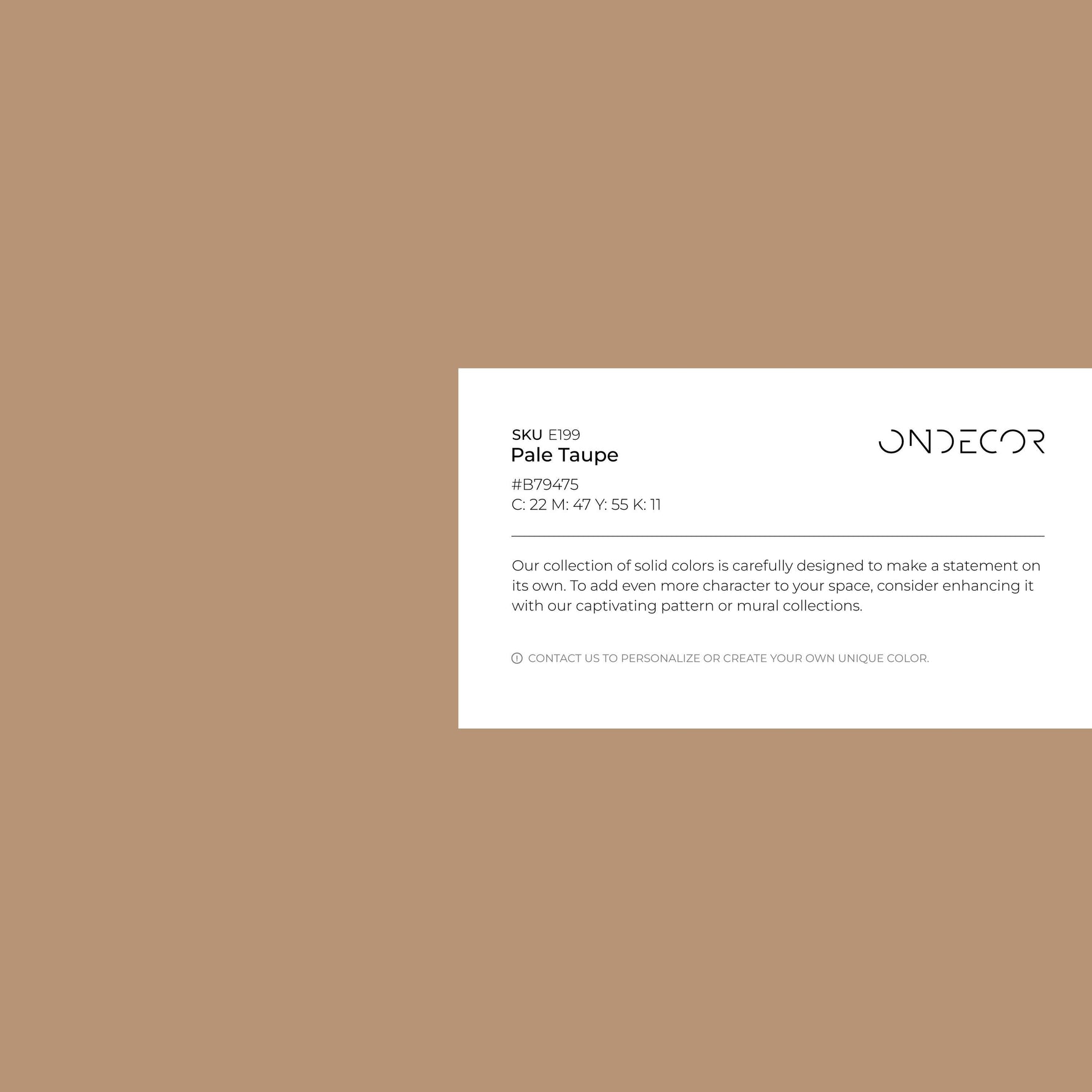 Pale Taupe Wallpaper / Solid Color / A Minimalist Wall Covering in a Warm Earthy Beige - E199