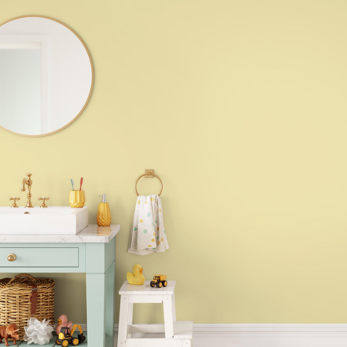 Vanilla Cream Wallpaper / Solid Color / Minimalist Modern Peel and Stick in Soft Pastel Yellow - E201