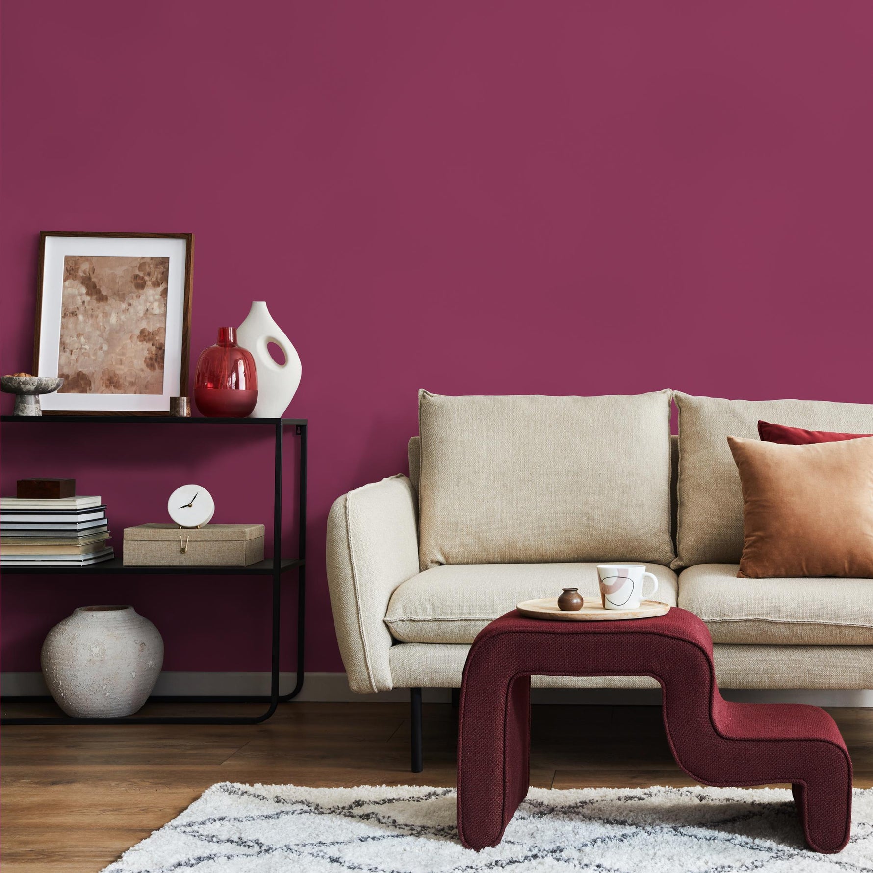 Velvet Bloom Wallpaper / Solid Color / Available in Deep Magenta Pink - E155