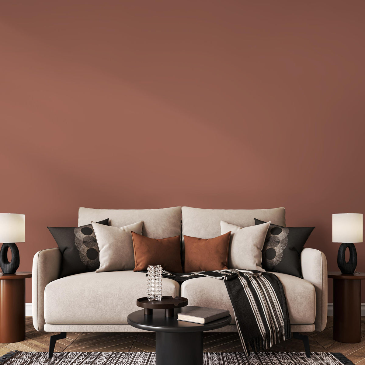 Clay Blush Wallpaper / Solid Color with a Warm Earthy Tone in Muted Terracotta and Dusty Peach - E157