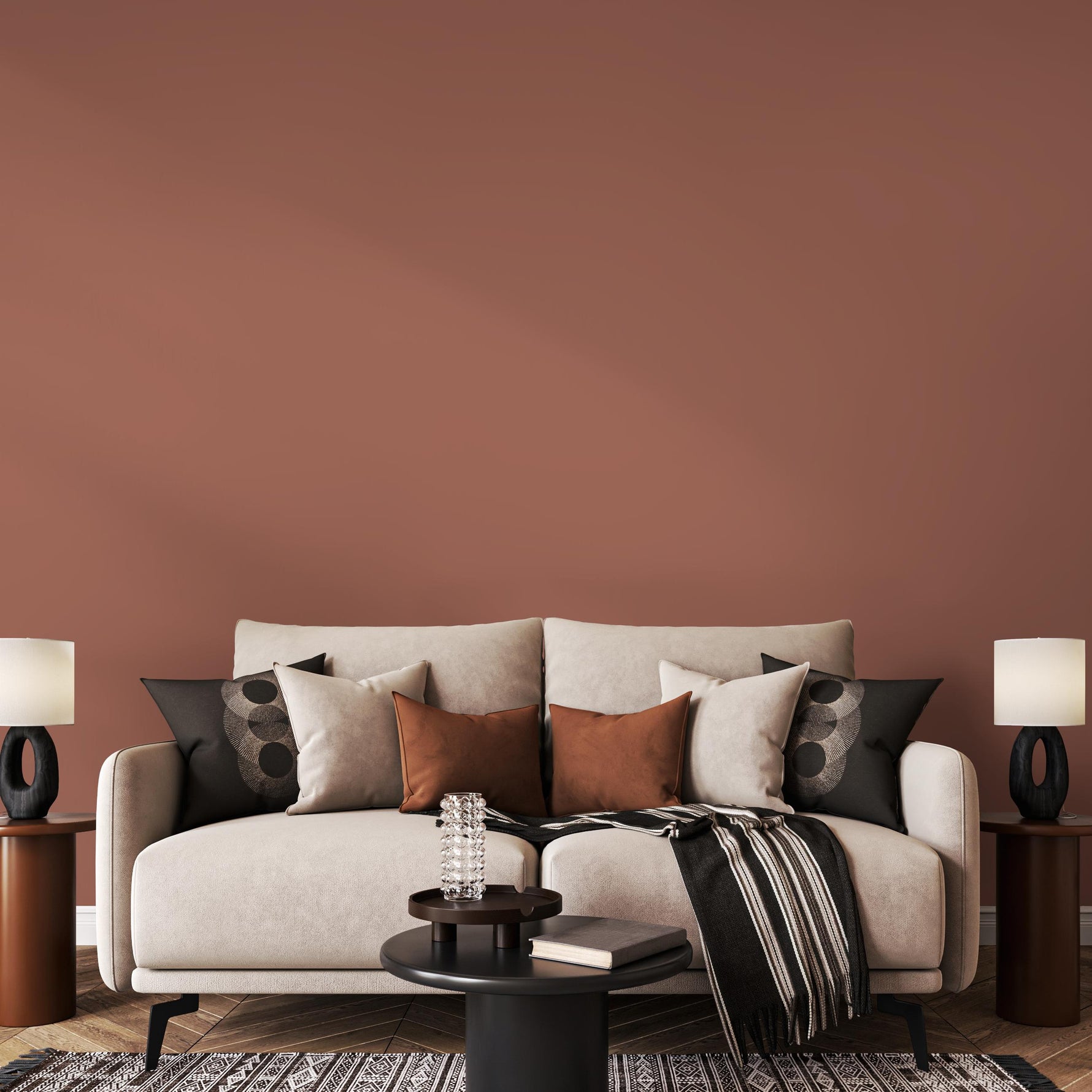 Clay Blush Wallpaper / Solid Color with a Warm Earthy Tone in Muted Terracotta and Dusty Peach - E157