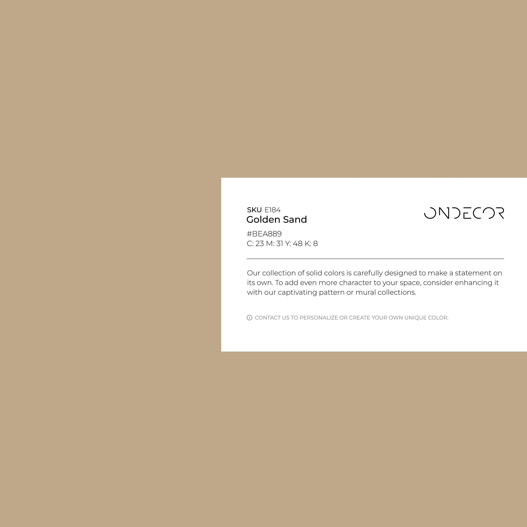 Golden Sand Wallpaper / Solid Color / Available in Warm Beige and Light Taupe - E184