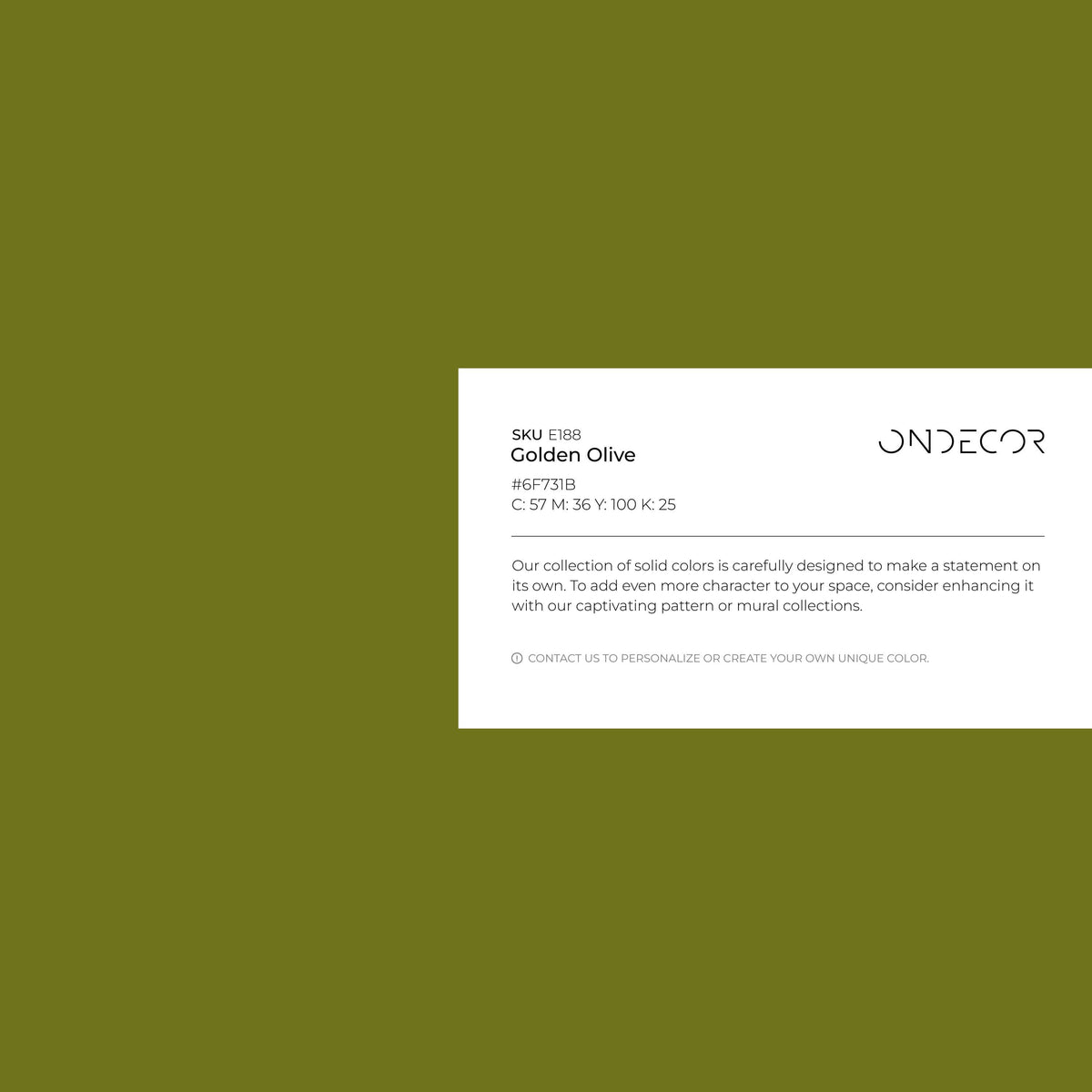 Golden Olive Wallpaper / Solid Color featuring a Modern Minimalist Style in a Warm Olive Green - E188