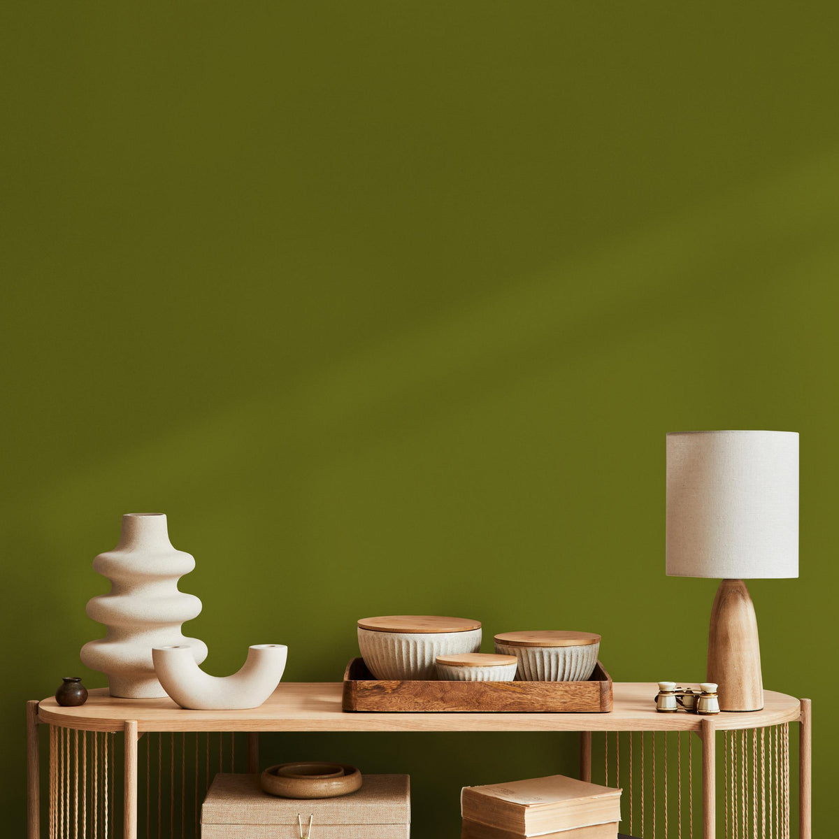 Golden Olive Wallpaper / Solid Color featuring a Modern Minimalist Style in a Warm Olive Green - E188