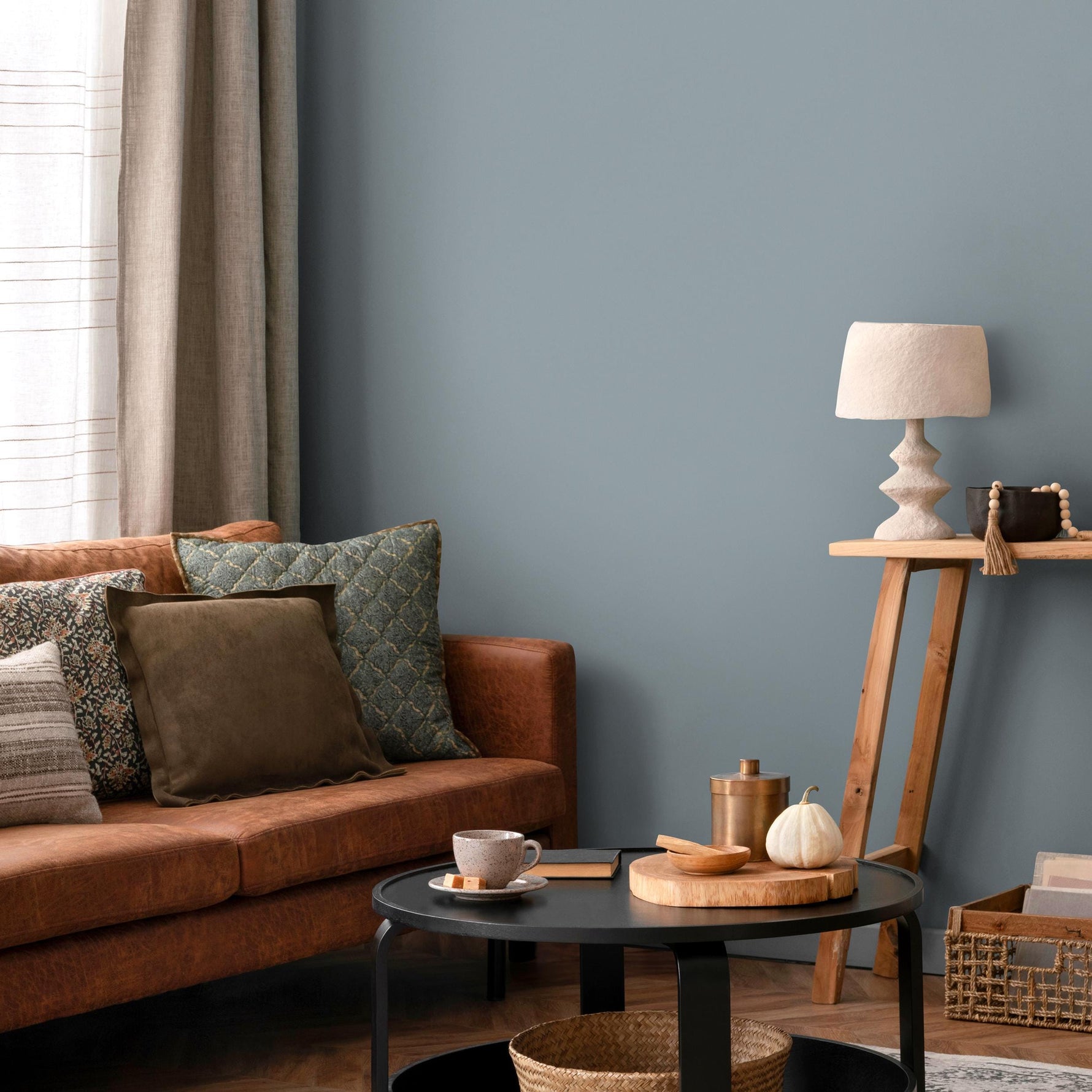 Slate Blue Wallpaper / Solid Color - Modern Peel and Stick Removable Wallpaper in a Dusty Blue Grey Hue - E168