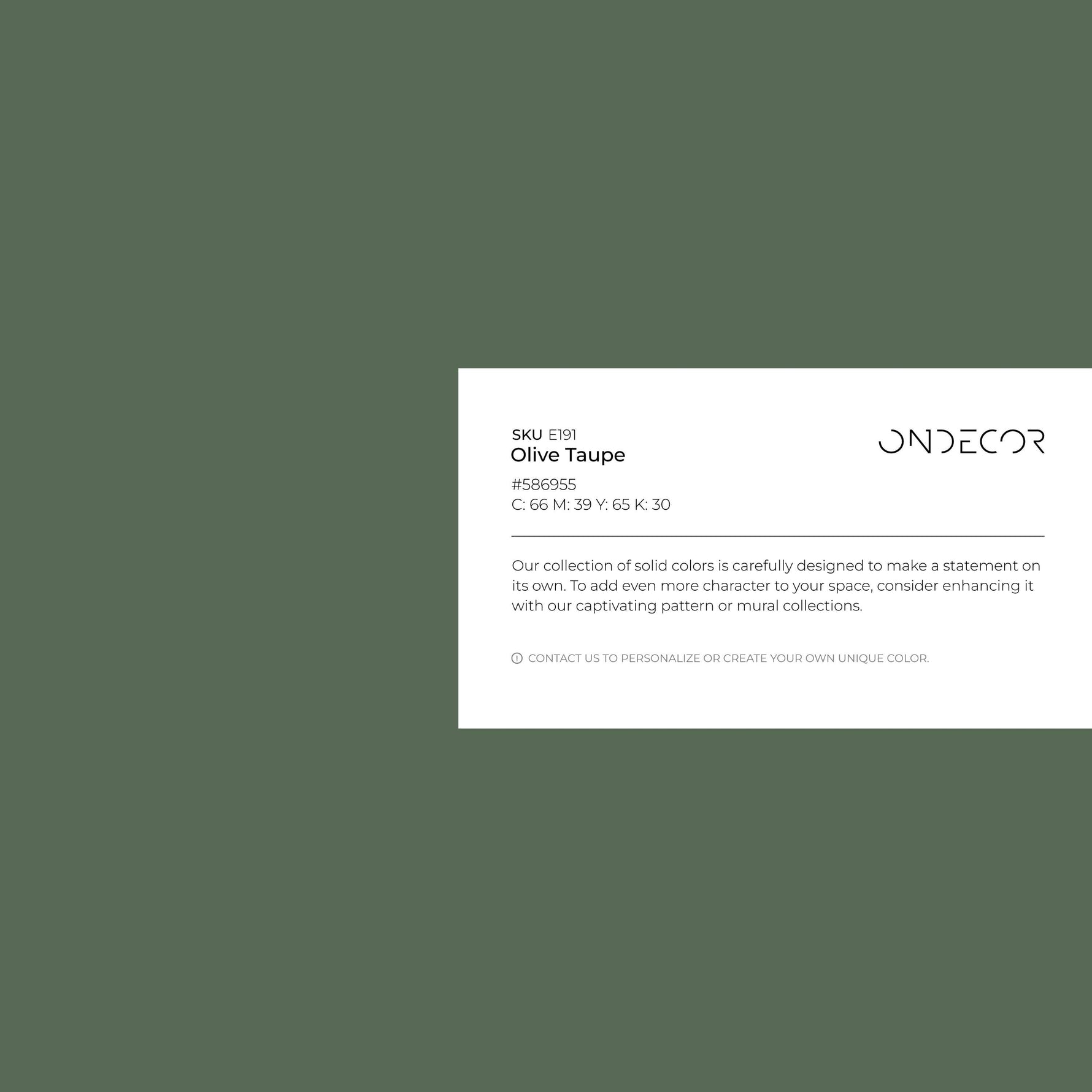 Olive Taupe Wallpaper / Solid Color / Available in Muted Olive Green and Taupe - E191