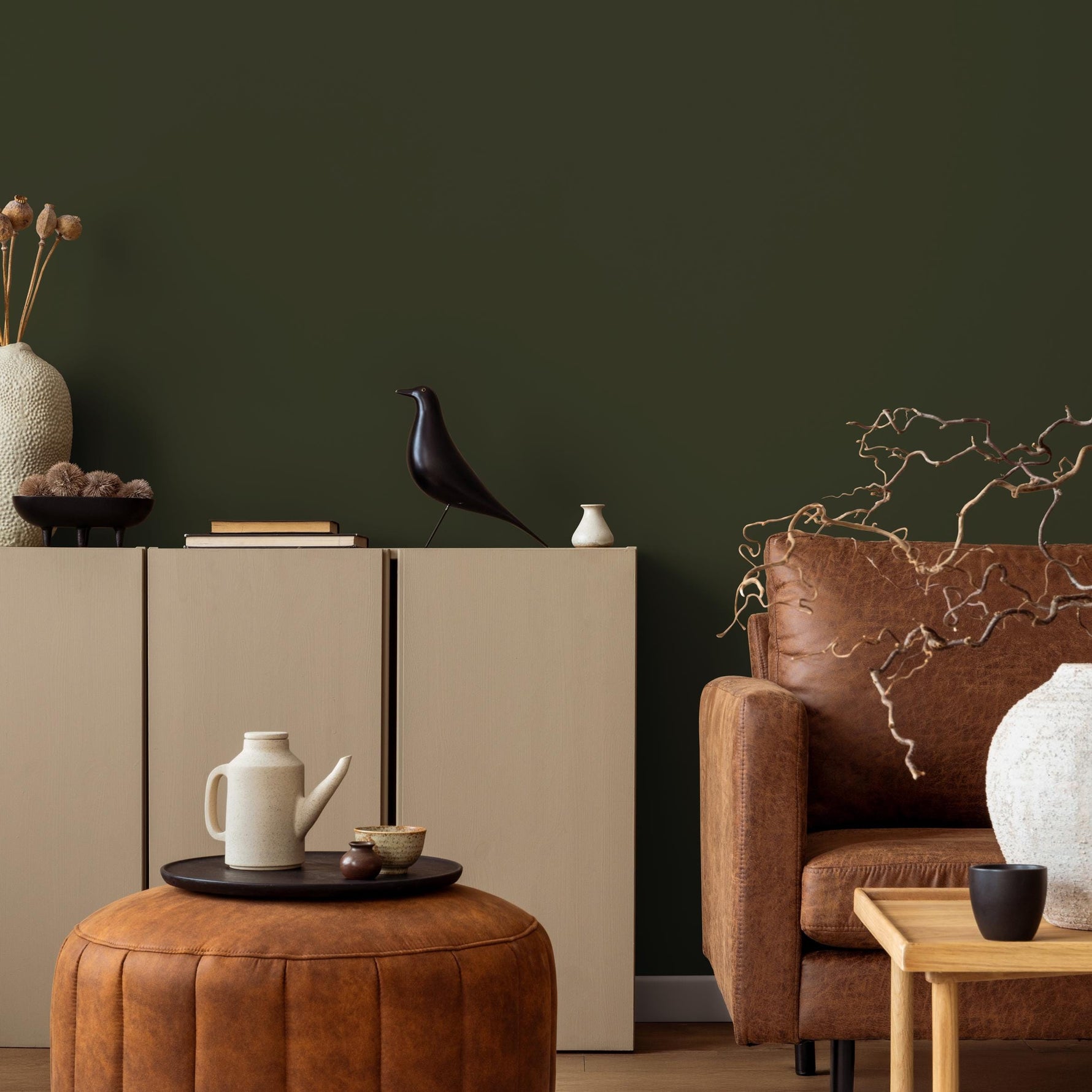 Forest Coal Wallpaper / Solid Color Featuring a Rich and Moody Dark Forest Green - E194