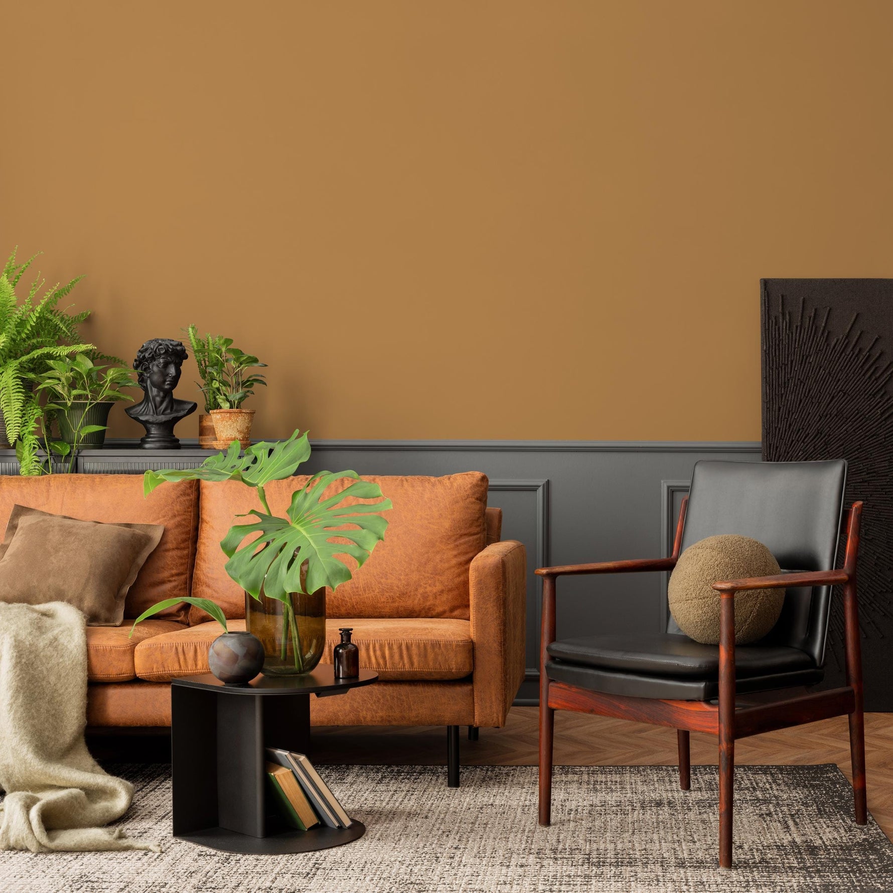 Golden Caramel Wallpaper / Solid Color / A Warm Earth Tone Design in Deep Mustard and Golden Brown - E200