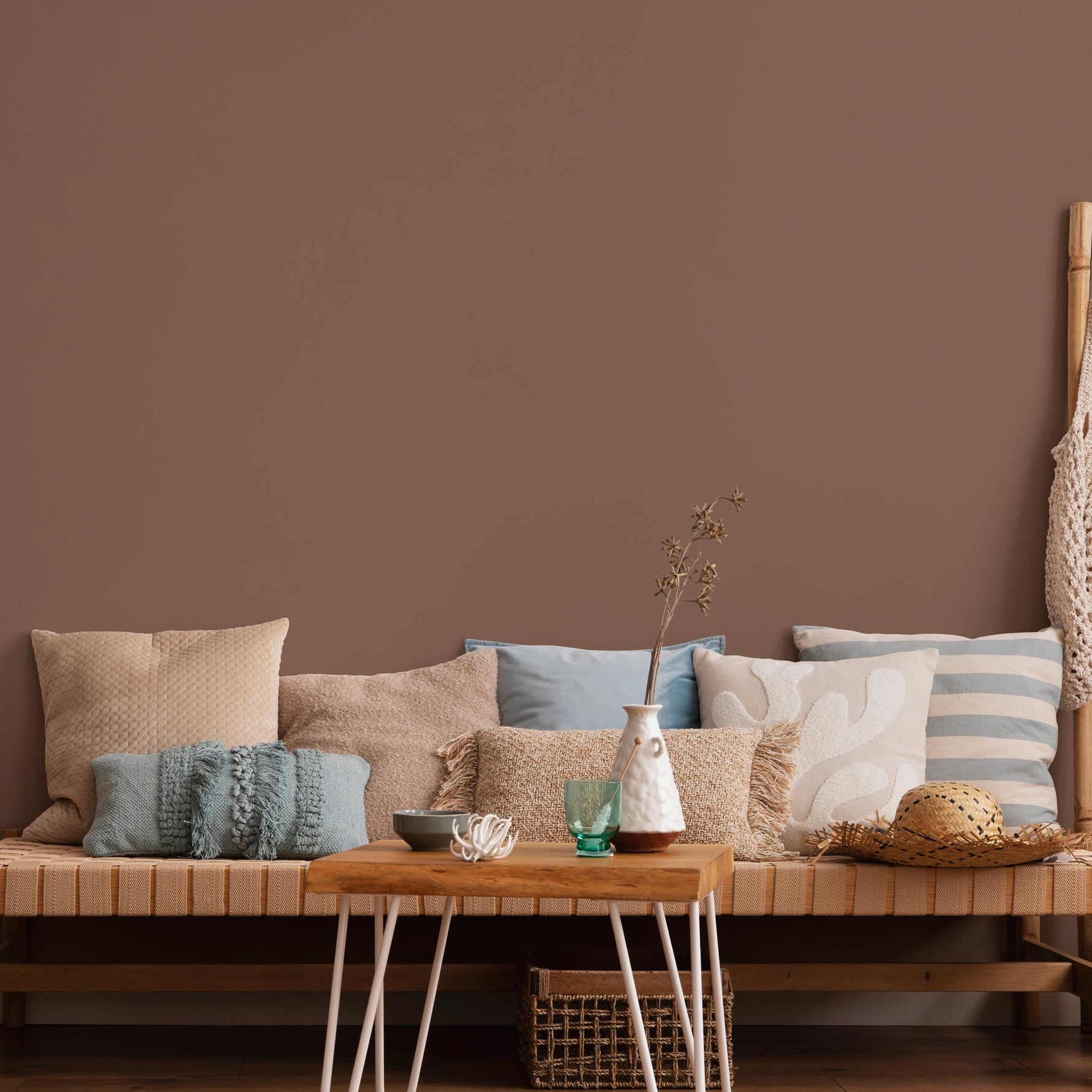 Claywood Wallpaper / Solid Color / Rustic Earthy Wall Mural in a Warm Mocha Brown - E143