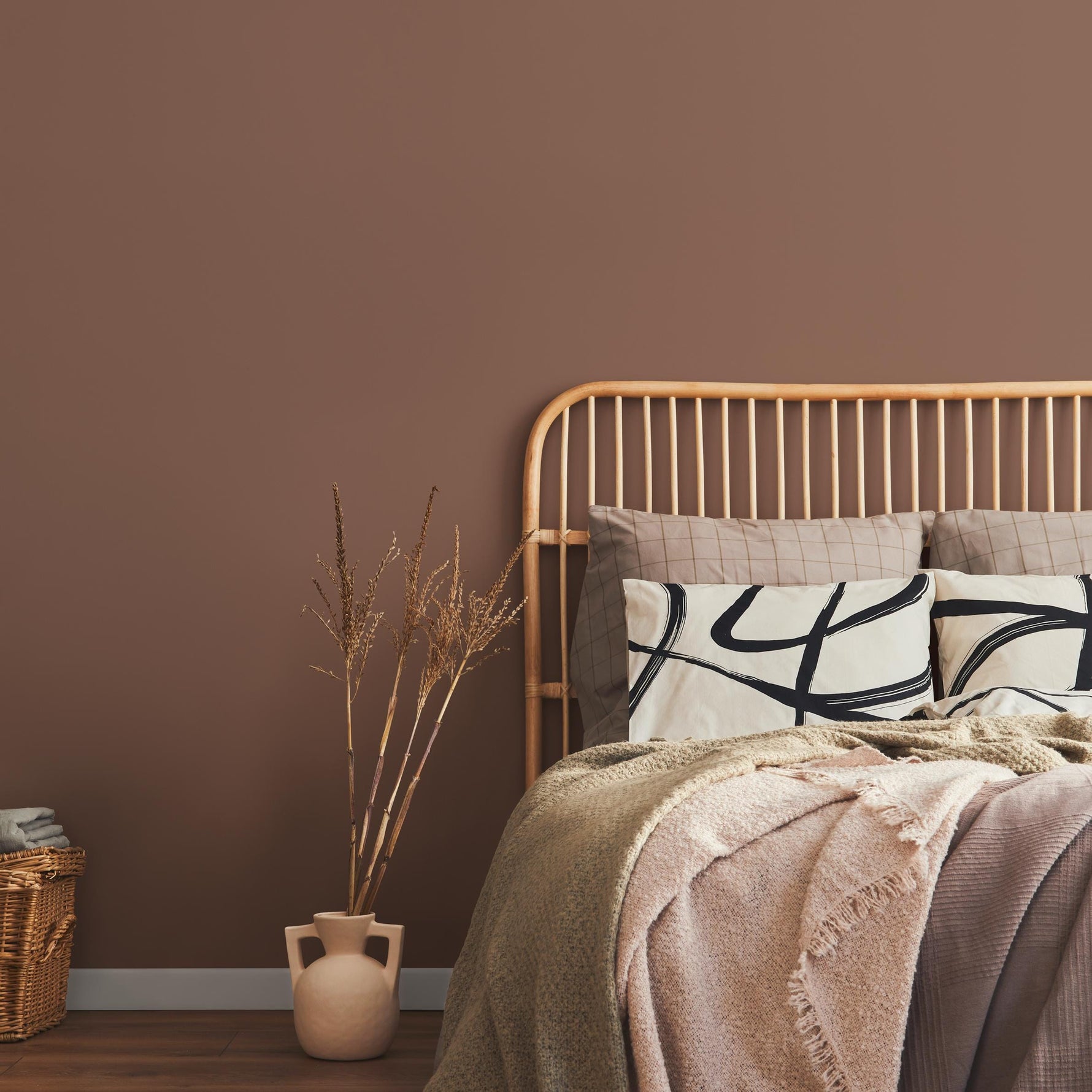 Claywood Wallpaper / Solid Color / Rustic Earthy Wall Mural in a Warm Mocha Brown - E143