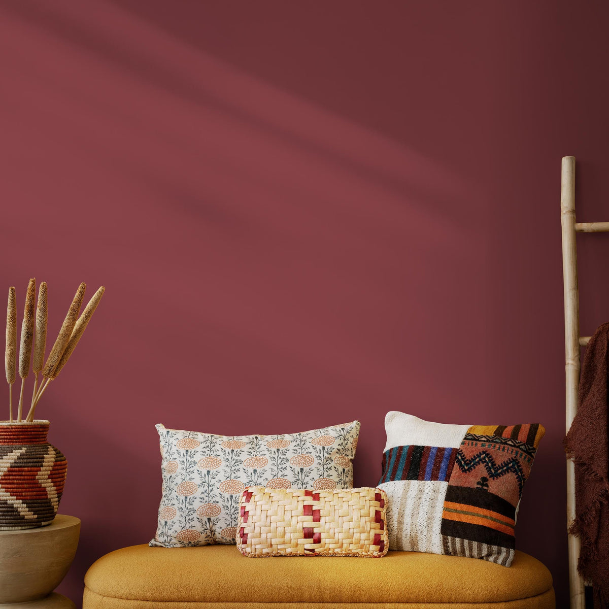 Deep Garnet Wallpaper / Solid Color / A Rich Moody Hue in Burgundy and Wine Red - E154