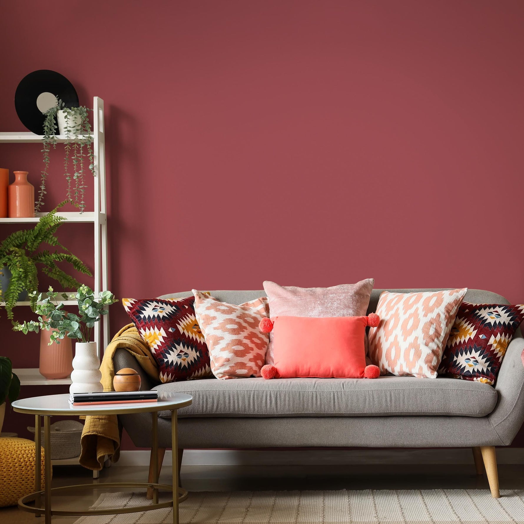 Deep Garnet Wallpaper / Solid Color / A Rich Moody Hue in Burgundy and Wine Red - E154