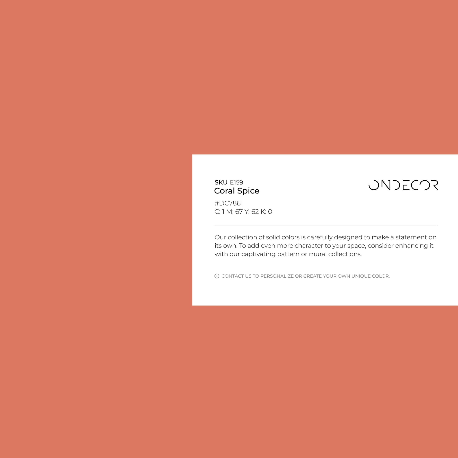 Coral Spice Wallpaper / Solid Color in a Warm Terracotta Orange Hue - E159