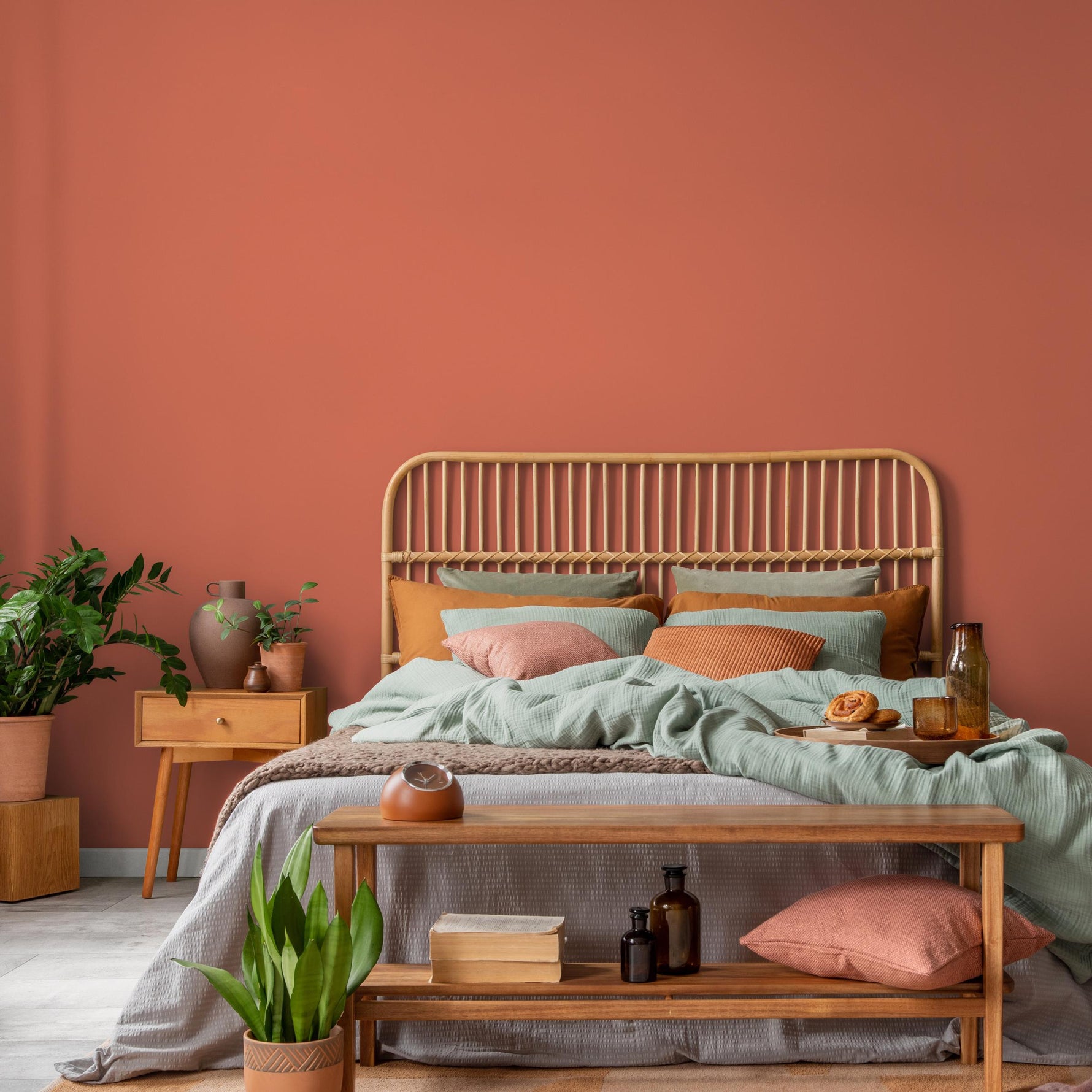 Coral Spice Wallpaper / Solid Color in a Warm Terracotta Orange Hue - E159