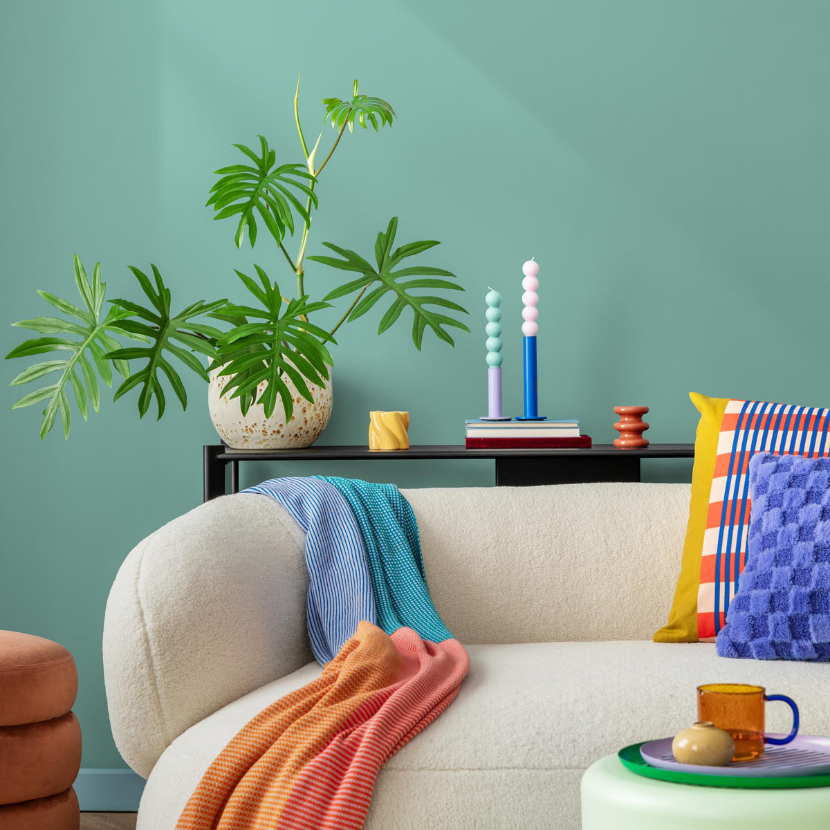 Mint Aqua Wallpaper / Solid Color Removable Wall Mural for a Modern Minimalist Style in Light Teal Green - E171